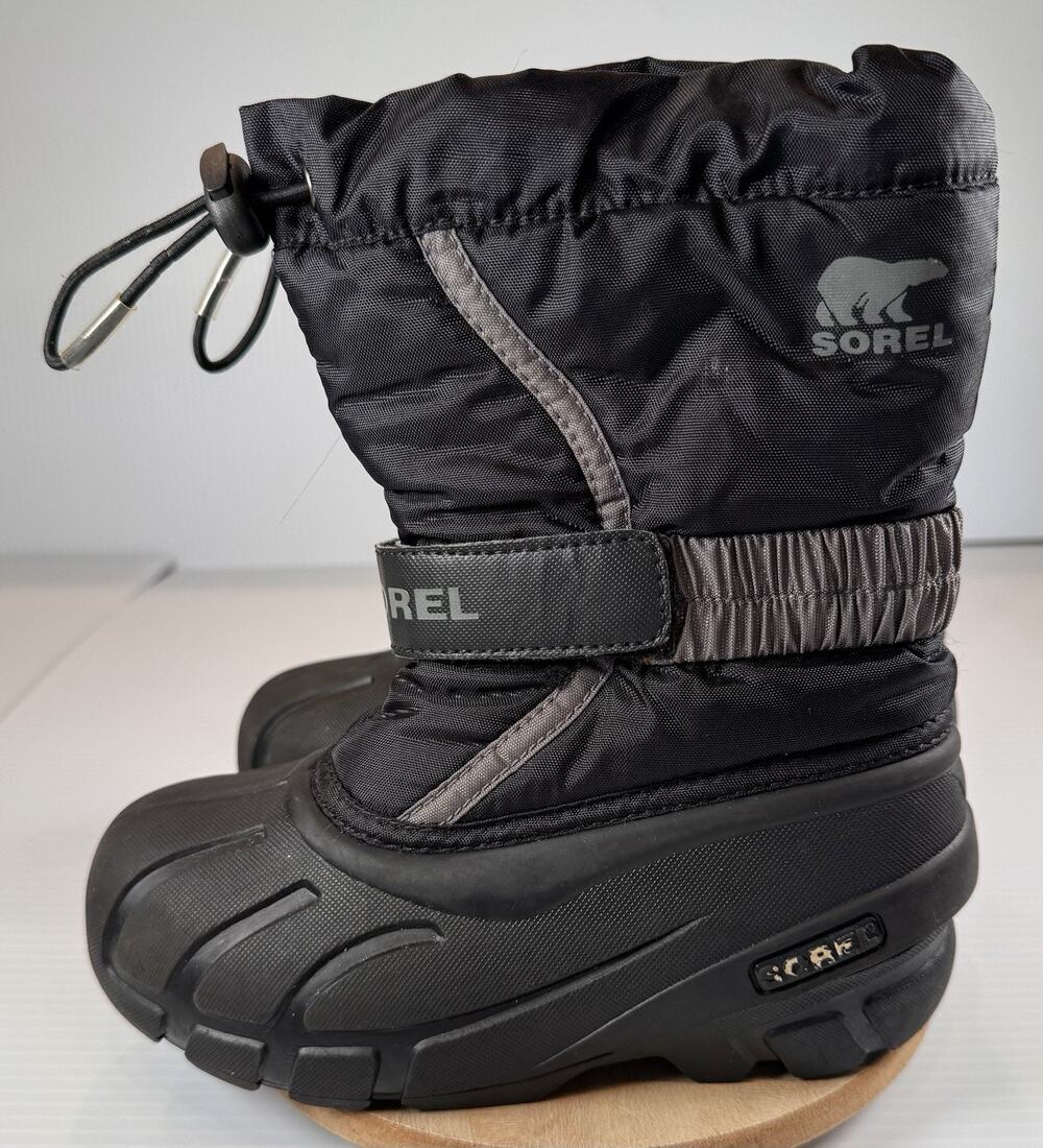 Sorel Cub Kids Size 12 Black Waterproof Insulated Snow Boots Drawstring